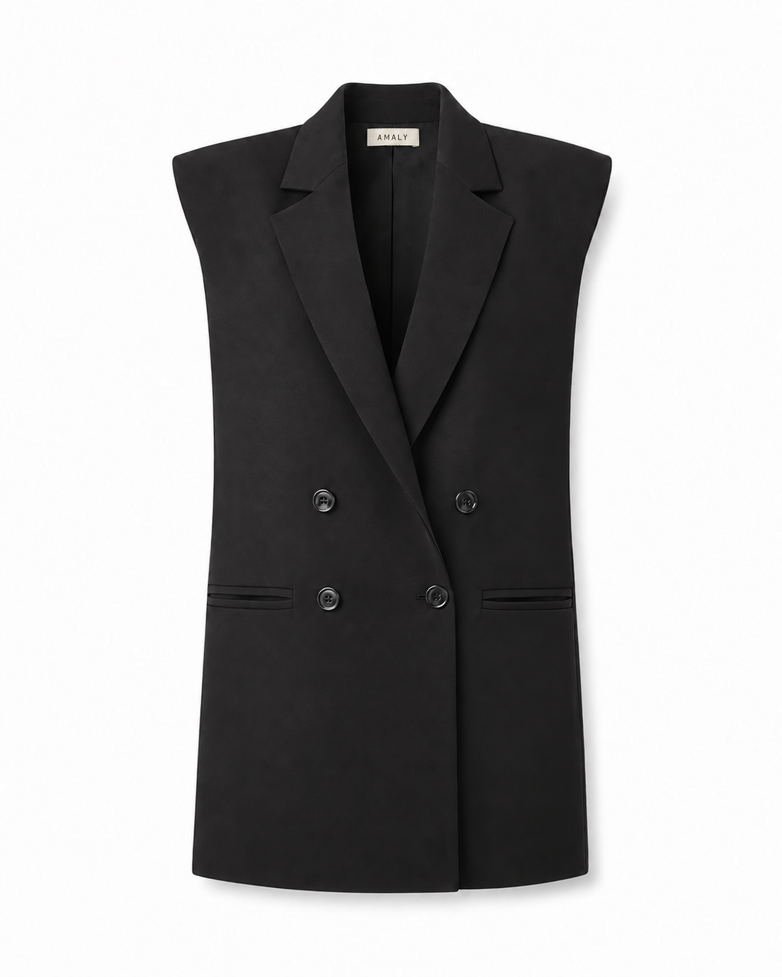CAMILLE Long Vest — Black
