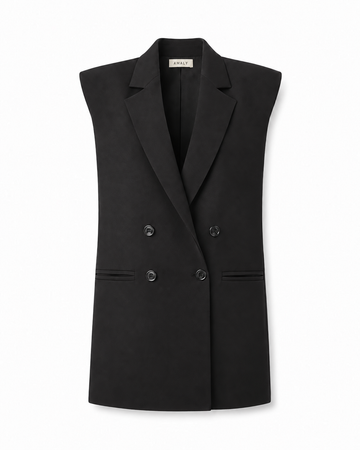 CAMILLE Long Vest — Black